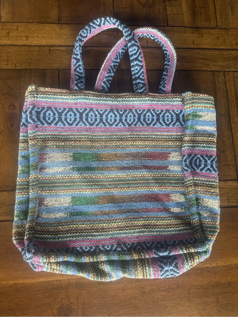 EARTHBOUND Multicolor Woven Hobo Bag with Blue Accents